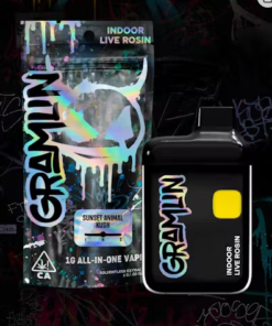 Gramlin indoor live rosin Sunset Animal Kush 1g all in one vape