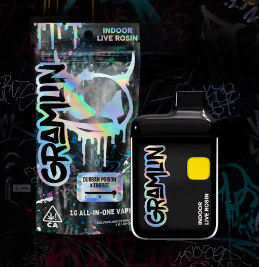 Gramlin Disposable Durban Poison x Triface Indoor Live Rosin AIO 1g Vape